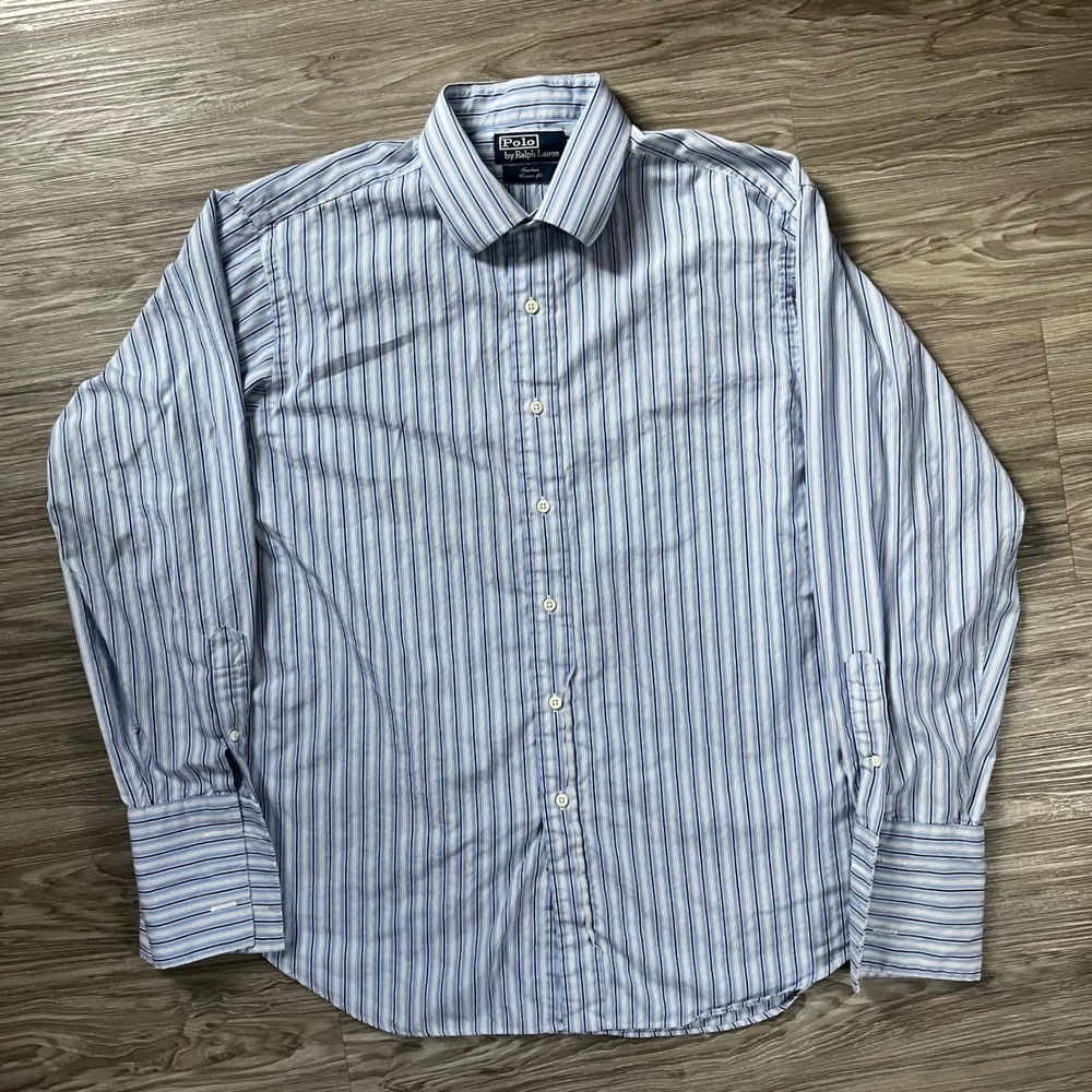 Polo Ralph Lauren Curham Classic Fit Blue White Striped Cotton Button Down Shirt